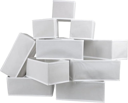 Fordonral 12 Pack Drawer Organizer Clothes, Foldable Fabric Dresser Organizer Closet Organizers and Storage Box for Underwear,Folded Clothes,Baby Clothing,Socks,Bra,Towels,Ties(12 Pack,White)