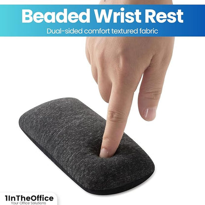 1InTheOffice Mouse Wrist Rest, Beaded Wrist Support Pad Ergobeads, Black