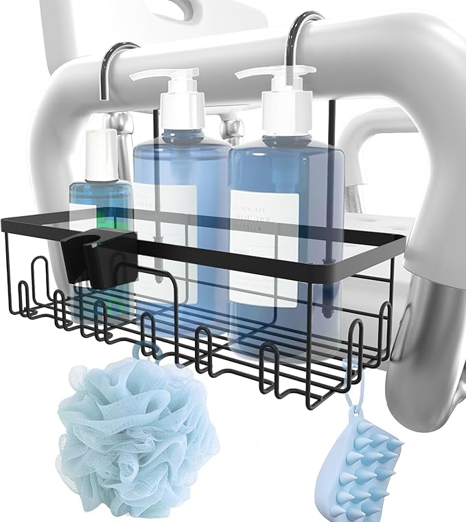 Shower Caddy Hanging, Showers Organizer Rack with Hooks for Bath Chair, for Seniors, Elderly, Pregnant, Patient, Gifts for Nursing Home