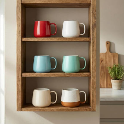 Teocera Coffee Mugs Set of 4-12oz Chip-Resistant Ceramic Cups with Ergonomic Handle | Dishwasher & Microwave Safe Cream Mugs | Keeps Beverage Hot, Perfect for Family Kitchen & Holiday Gifts