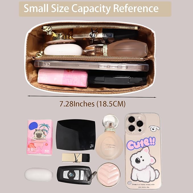 Purse Organizer Insert for handbag，Dupont paper Ultra-Light weight Bag Organizer Insert for LV Speedy 20 Waterproof (Small-white brown)