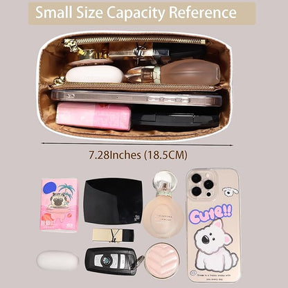 Purse Organizer Insert for handbag，Dupont paper Ultra-Light weight Bag Organizer Insert for LV Speedy 20 Waterproof (Small-white brown)