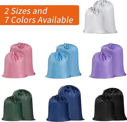 Polecasa Extra Heavy-Duty Laundry Bag 21x24”- Machine Washable Small Storage Bag with Reinforced Handles & Drawstring Closure & ID Tag for College Dorm Travel -Silver