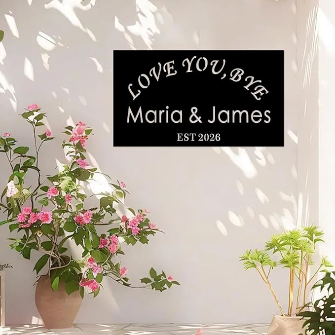 Love You, Bye Sign Vintage Metal Wall Sign,Family Wall Decor Anniversary Wedding Gifts for Couple Love You Bye Metal Signs, Hallway Entryway Door Signs Decor,Rustic Wall Art, Farmhouse Style Hanging Plaque for Decoration
