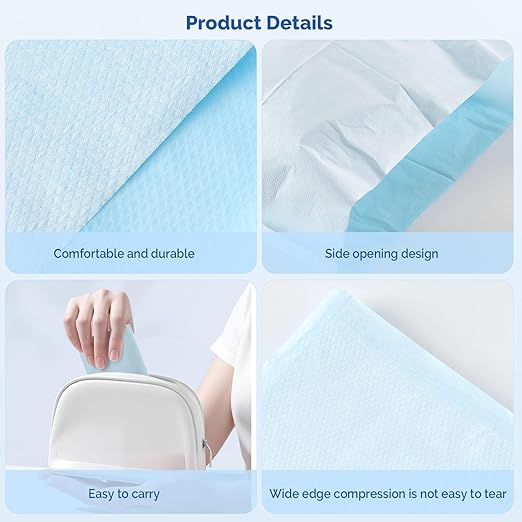 JMU 100PCS Disposable Pillowcases Blue, 21" x 30",1 Ply Tissue 1 Ply Poly Film, Single Use Pillow Case for Hospitals Medical Supplies