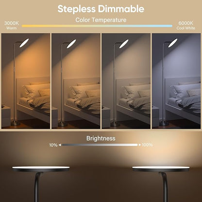 36W LED Floor Lamp, Super Bright Standing Lamp, Modern Stepless Dimmable Torchiere Tall Lamp with Remote Control, 350°Rotating Head Reading Floor Lamp for Living Room, Bedroom, Office