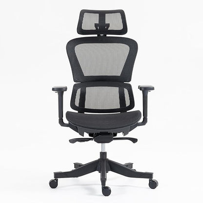 Ergonomic Office Chair with Independent Lumbar Support, Adjustable Height & 360° Swivel for Home Office Workstation (Black)