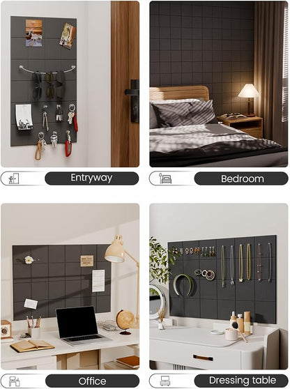 Fluxynara Felt Bulletin Board Tiles -28"x18" Cork Board Alternative for Office Decor, Push Pin Board Wall Organizer 6-Pack-Charcoal Gray