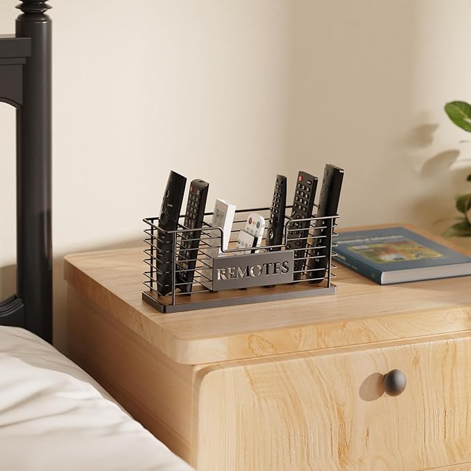 Remote Control Holder, 7-Slot TV Remote Holder Wall Mount, Universal Remote Caddy Large Size Design for Wall Table Living Room Bedroom, Black