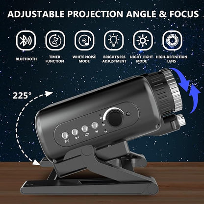 Planetarium 3D Galaxy Projector, Built-in 60 Scene Modes, with Bluetooth Speaker & Remote Control, Star Projector Light for Living Room Bedroom, forr Gifts for Kids, Adult（Robot Dog Black）