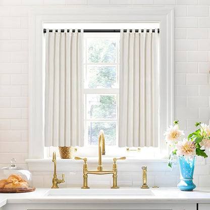 2PCS Spring Tension Curtain Rod 28 To 48 Inch Adjustable Expandable Black Tension Rod 7/8" Shower Curtain Rods No Drilling Spring Loaded Curtain Rod for Windows Bathroom Closet Bedroom Doorway Door