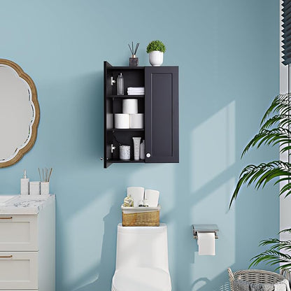 Matte Black Wall Mount Medicine Cabinet - Over Toilet Storage with 2 Adjustable Shelves, DTC Hinges & Metal Handles, Easy Assembly Bathroom Cabinet for Small Spaces