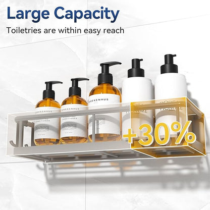YASONIC Shower Caddy Adhesive, No Drill Bathroom Shower Organizers, with Removable Hooks and Soap Holder, Rust Proof Shower Shelves, Wall-Mounted Shower Holder, 3 Pack, Grey