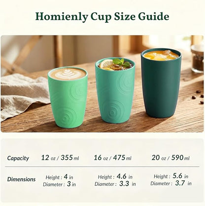 Homienly Cups for Drinking 12oz Daily Use Cups Dishwasher Safe Plastic Cups Alternative Stackable and Lightweight Reusable cups for Family Use-Forest Series