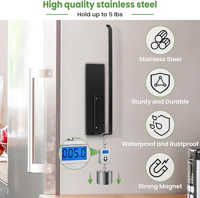 Paper Towel Holder, Magnetic Paper Towel Holder for Fridge, Toilet Paper Roll Holder Magnet Towel Rack Wall Mount Fridge Organizer for Paper Towels Rolls Bathroom Pantry RV Kitchen Storage