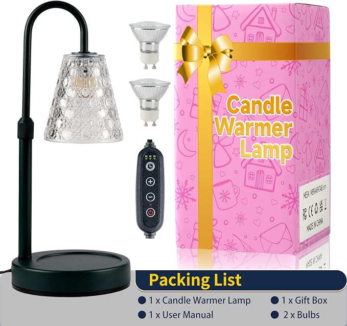 Candle Warmer Lamp Green with Timer Dimmable, Birthday Gifts for Women Mom, House Warming Gifts New Home Decor, Wax Melt Warmer for Jar Candles with 2 Bulbs, Dark Green