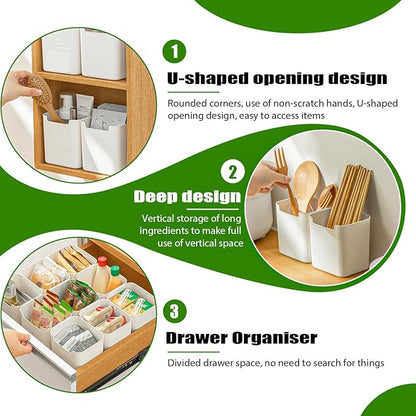 3 Pack Refrigerator Organizer Box, Plastic Refrigerator Side Door Storage Containers, Space-Saving Organizer Bins for Fridge, Refrige Drawers for Fruit and Vegetable (White, S×3)