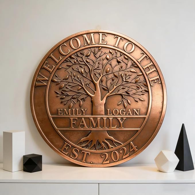50th Anniversary Wedding Gifts for Couple Copper Decor Personalized Family Tree Wall Decor Copper Metal Wall Decor, Metal Name Sign Wedding Gifts, Housewarming
