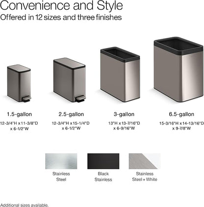 Kohler K-31315-BST 22-Liter Dual-Bin Open-Top Trash Can, Black Stainless Steel