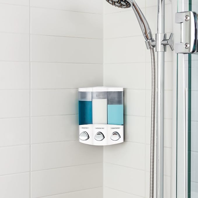 Better Living Products, White 76354 Euro Series Trio 3-Chamber Soap and Shower Dispenser (Pack of 6)