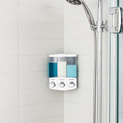 Better Living Products, White 76354 Euro Series Trio 3-Chamber Soap and Shower Dispenser (Pack of 6)