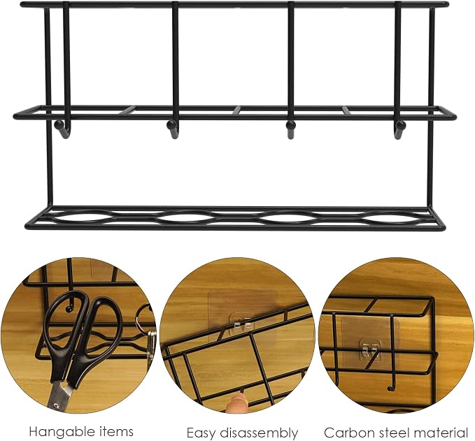 Wall Mounted Umbrella Storage Rack, Umbrella Storage Drain Rack, Self Adhesive Household Umbrella Holder (Black)