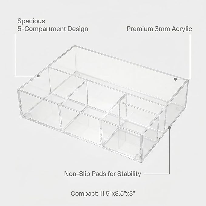 Acrylic Coffee Bar Station – Snack Tea Organizer & Storage Holder for Office Coffee Table – Perfect Countertop Setup for Syrup, Creamer, Condiment and Snack Accessories