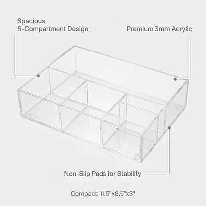 Acrylic Coffee Bar Station – Snack Tea Organizer & Storage Holder for Office Coffee Table – Perfect Countertop Setup for Syrup, Creamer, Condiment and Snack Accessories