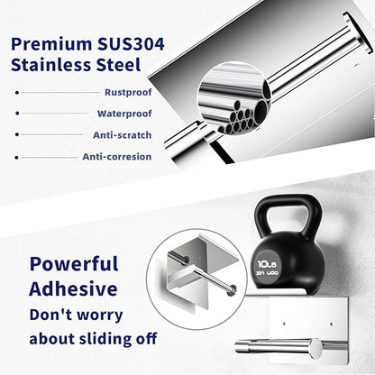 Chrome Toilet Paper Holder Wall Mount, Fits Mega Rolls Size Sliver Toilet Paper Holder with Shelf, Rustproof Stainless Steel Toilet Roll Holder, Self Adhesive Toilet Paper Holders Chrome