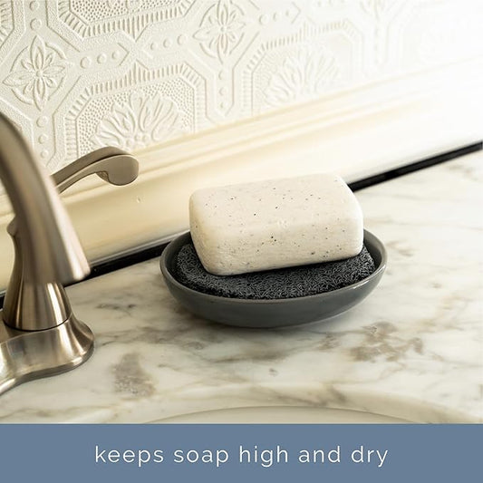 S&T INC. Bar Soap Holder for Kitchen, Bathroom, and Soap Dish, 4 Pack, Dark Grey, 2.9 inches by 4.4 inches