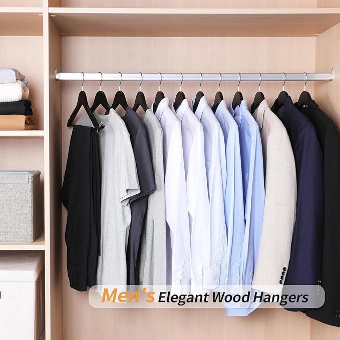 Amazon Basics Wood Suit Clothes Hangers, 30-Pack, Black