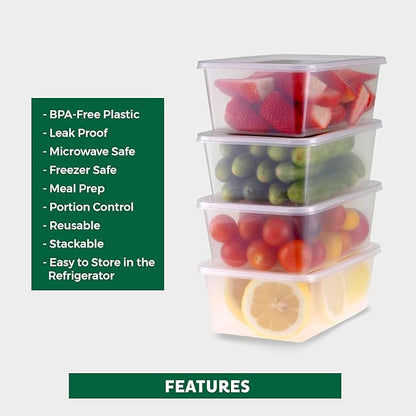 Freshware Food Storage Containers [50 Set] 25 oz Plastic Deli Containers with Lids, Slime, Soup, Meal Prep Containers, BPA Free, Stackable, Leakproof, Microwave, Dishwasher and Freezer Safe
