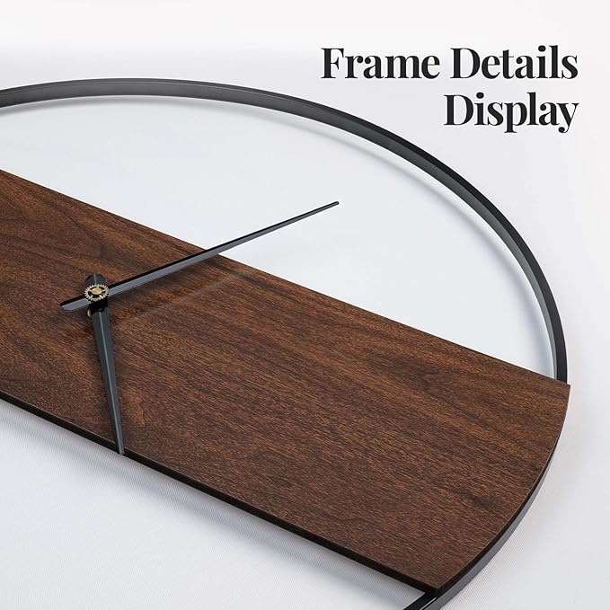 Large Wall Clock 24 Inch Decorative Modern Minimalist Wall Clocks for Living Room Decor, Silent Non Ticking Battery Operated Rustic Big Clock with Walnut Dial for Bedroom, Kitchen, Farmhouse, Office