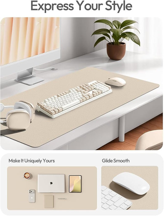 YSAGi Leather Desk Protector, Office Mat, Large Mouse Mat, Non-Slip PU Leather Blotter, Laptop Desk Mat, Waterproof Writing Pad for Office and Home(Eeggshell, 40" x 24")