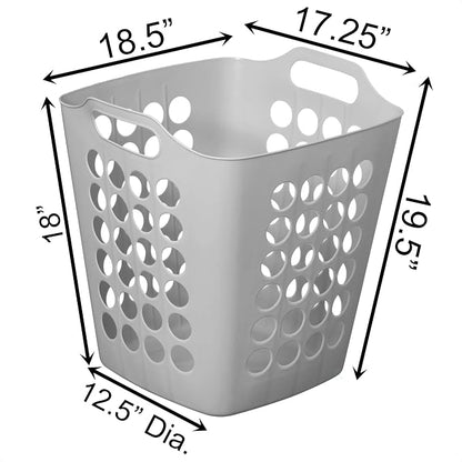 Flexible Plastic Laundry Basket - Square Storage Hamper with Side Handles for Easy Carrying - Versatile Organizer for Laundry, and Household Storage, Gray 50 Litter