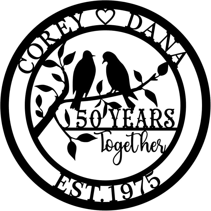 50th Wedding Gifts for Parents 20th/30th/40th/60th/Every Anniversary Wedding Gifts for Couple Parent Husband Wife, Best Anniversary Custom Gifts, Custom Metal Name Sign
