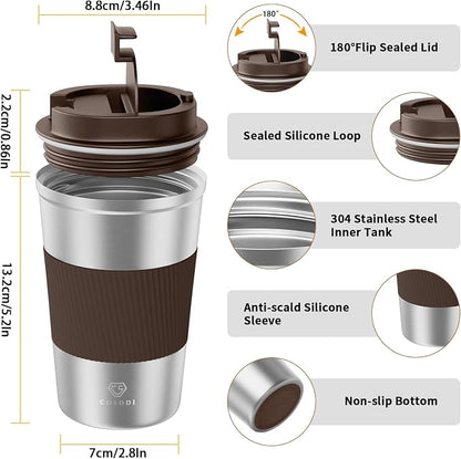 CS COSDDI 12 oz Stainless Steel Vacuum Insulated Tumbler - Coffee Travel Mug Spill Proof with Lid - Coffee Cups for Keep Hot/Ice Coffee,Tea and Beer
