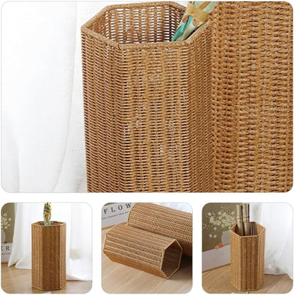 Alipis Woven Umbrella Stand for Entryway Freestanding Umbrella Holder Basket Storage Rack Tall Floor Woven Bucket Flower Vase for Canes Walking Sticks Organizer