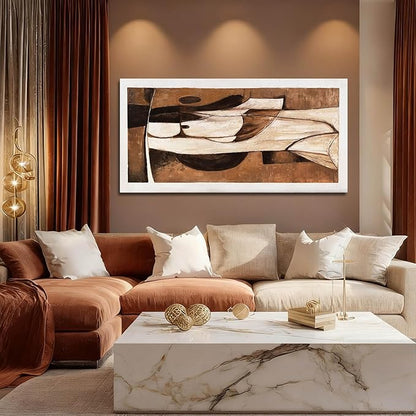 LEVERUP Black and White Abstract Wall Art Textured Wall Artwork Gold Wall Decor for Dining Room Living Room Office 24×48 Inch Hallway Decorations