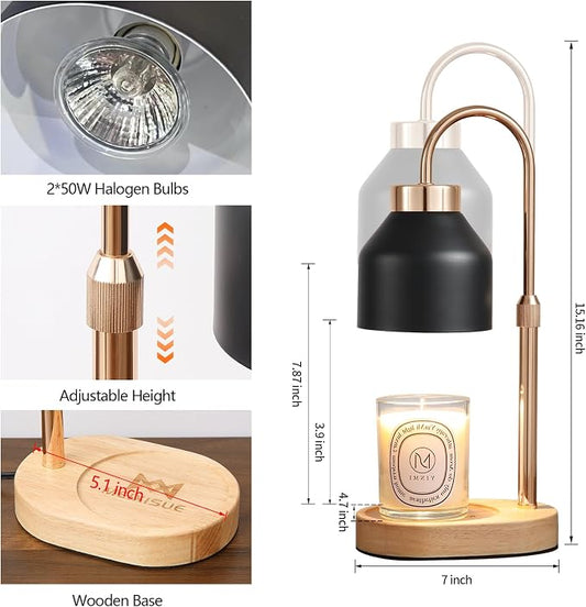 MEIXISUE Candle Warmer Lamp with Dimmer and Timer,Home Decor Lamp for Scented Jar,Electric Wax Melt Warmer,Mother's Day/Birthday for Mom/Wife,Adjustable Height,with 2 Bulbs