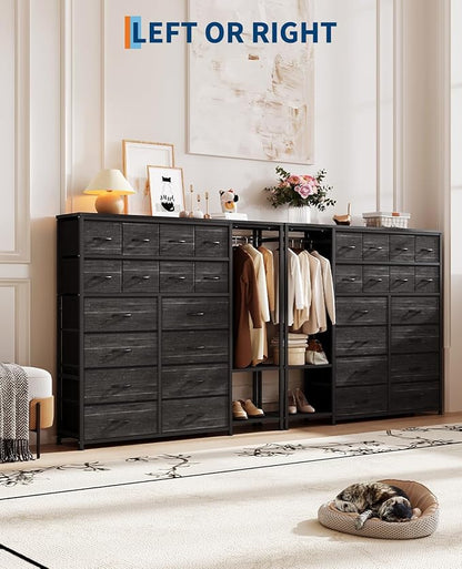 GarveeHome Dresser with 16 Drawers & Hanging Rod & Shelves, Fabric Storage Organizer for Bedroom, Closet, or Entryway