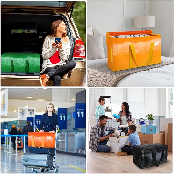 BALEINE 4-Pack Oversized Moving Bags with Reinforced Handles, Heavy-Duty Storage Tote for Clothes, Moving Supplies (Orangel, 4-Pack)