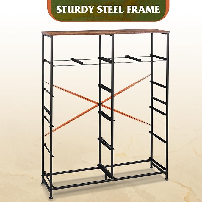 Tall Console Table with 12 Fabric Drawers, Tall Storage Organizer with Wood Top, Entryway Table with Storage, Steel Frame for Living Room, Hallway, Office, Rustic Brown