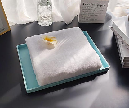 Blue Serving Tray (13.5 x 9.6 inch) for Serving Accessory, Stackable, Multipurpose Tray for Desserts, Spa, Coffee, Drinks, Party, Seasoning, Perfume and Display Use, Vanity & Entertaining.