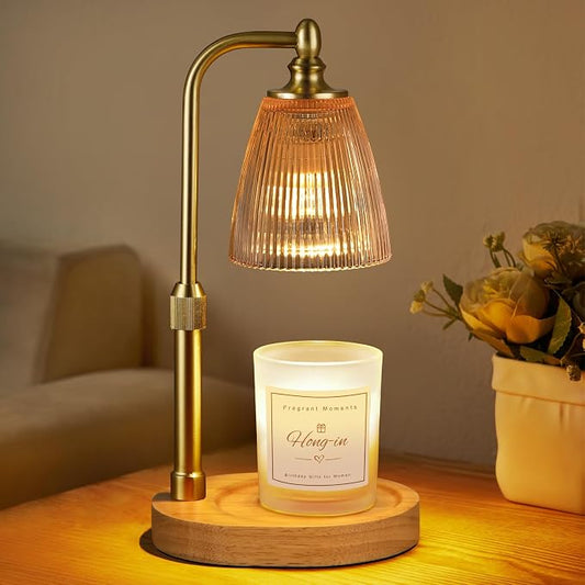 Hong-in Amber Candle Warmer Lamp with Timer Dimmable,Birthday Gifts for Women Sister,House Warming Gifts New Home,Adjustable Height Wax Melt Warmer for Jar Candles,Ideal for Office,Bedroom Home Decor