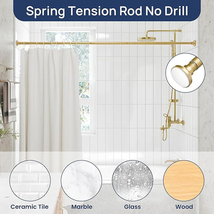 ENJOYBASICS Gold Shower Curtain Rod 30 to 76 Inches, Stainless Steel Adjustable Spring Tension Rods No Drill for Bathroom, Closet, Window, Room Divider, Never Rust, Non Slip