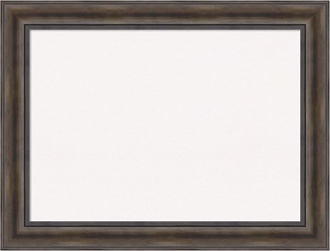 Amanti Art White Cork Board for Wall, 25x33 Vision Board with Brown Wood Frame, Medium Corkboard Office Decor for Home Organization, Rustic Farmhouse Corkboard Pinboard to display items for home