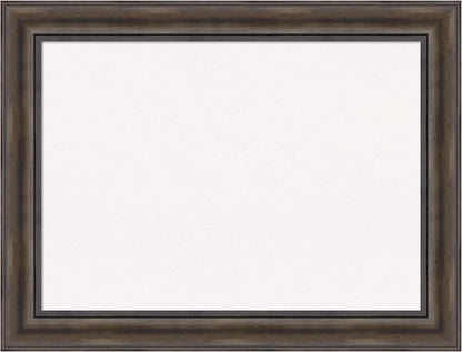 Amanti Art White Cork Board for Wall, 25x33 Vision Board with Brown Wood Frame, Medium Corkboard Office Decor for Home Organization, Rustic Farmhouse Corkboard Pinboard to display items for home
