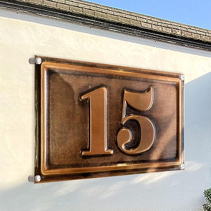 Address Signs for Houses Yard Personalized Copper metal Vertical Address Plaque House Number for Outside Modern Address Sign Home Address Numbers for House