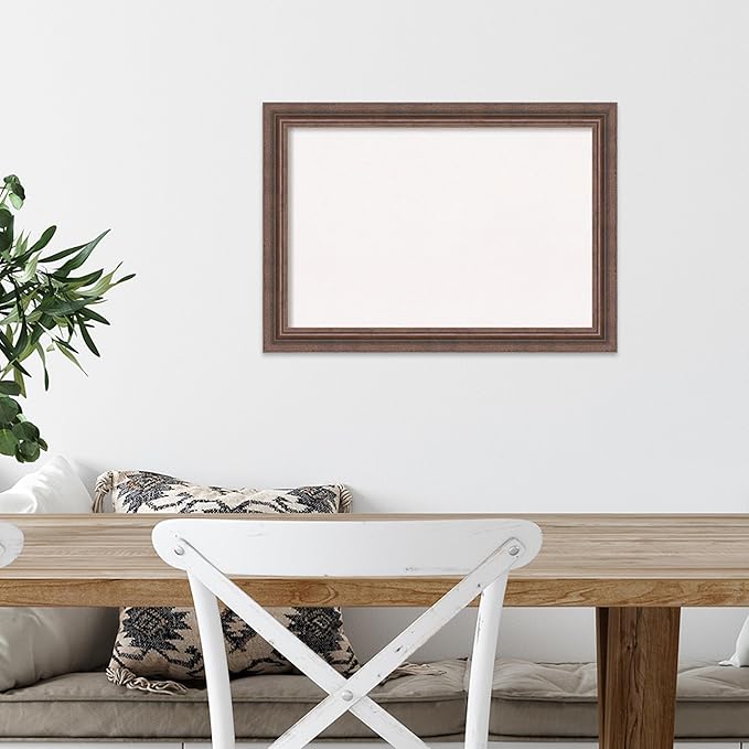 Amanti Art White Cork Board for Wall, 14x20 Vision Board with Brown Wood Frame, Small Corkboard Office Decor for Home Organization, Country Rustic Corkboard Pinboard to Display Items for Home